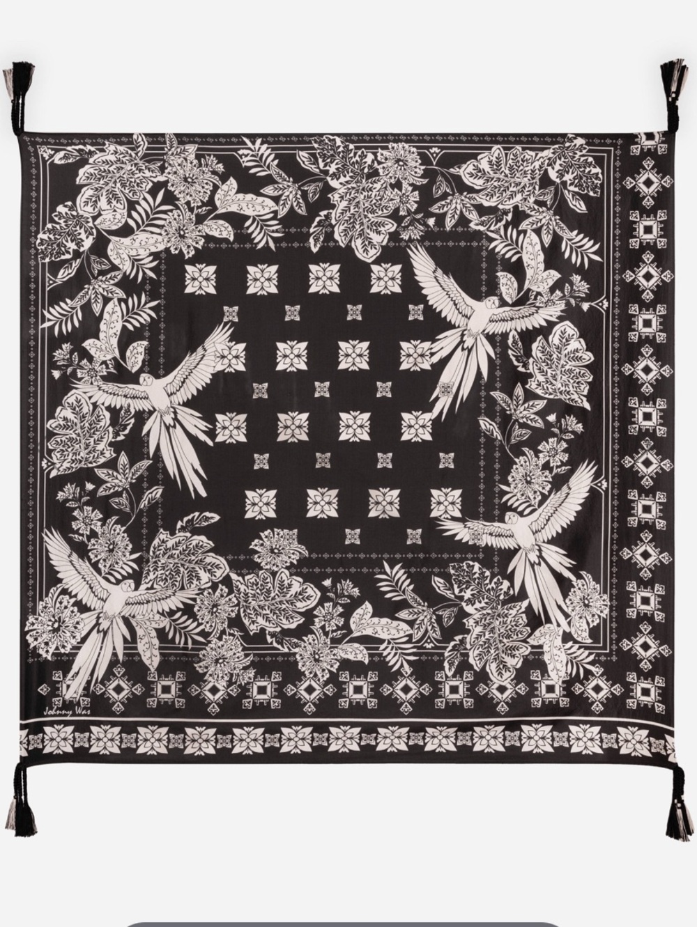 Johnny Was Myna Parrots printed scarf